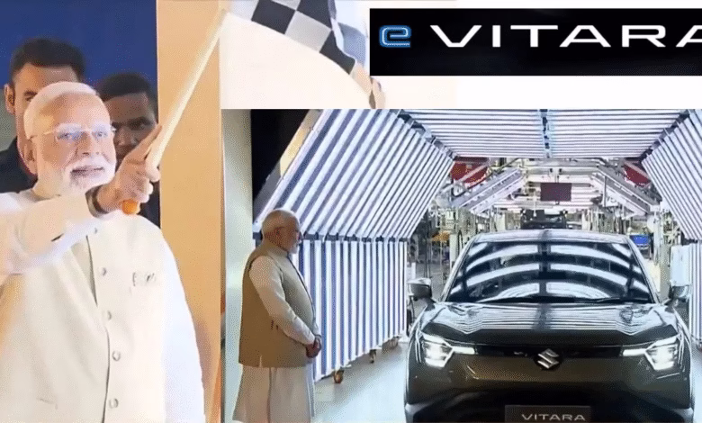 Prime Minister Narendra Modi flagged off the Made in India electric vehicle ‘E-Vitara’