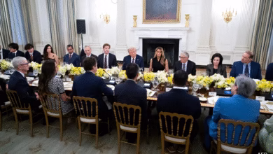 President Donald Trump hosted tech leaders at the White House Thursday night