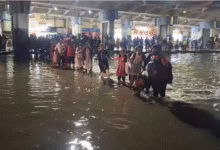 Floodwater from the Musi River entered Hyderabad’s MGBS bus station